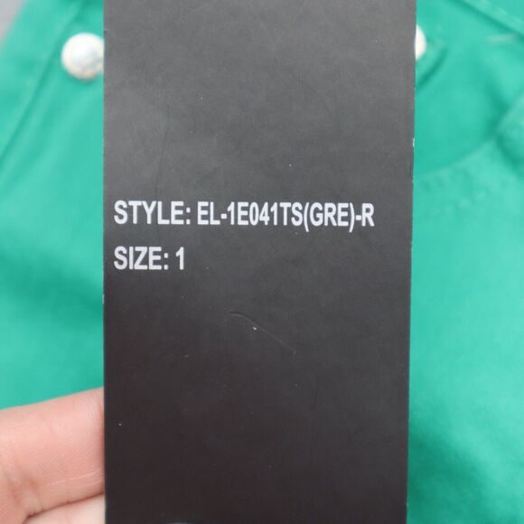 E Line Pants Womens 1 Green Skinny Low Rise Button Distress Pocket Stretch Jeans - Picture 9 of 16